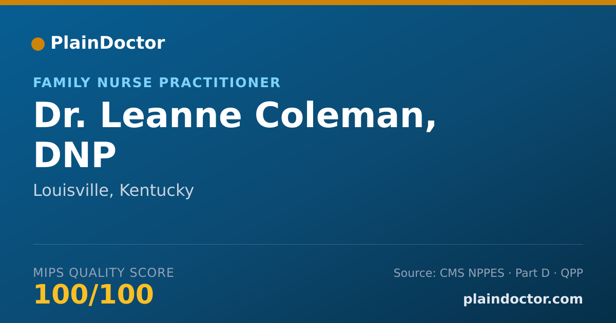 Shareable card for Leanne Coleman, DNP - Family Nurse Practitioner, Louisville, KY