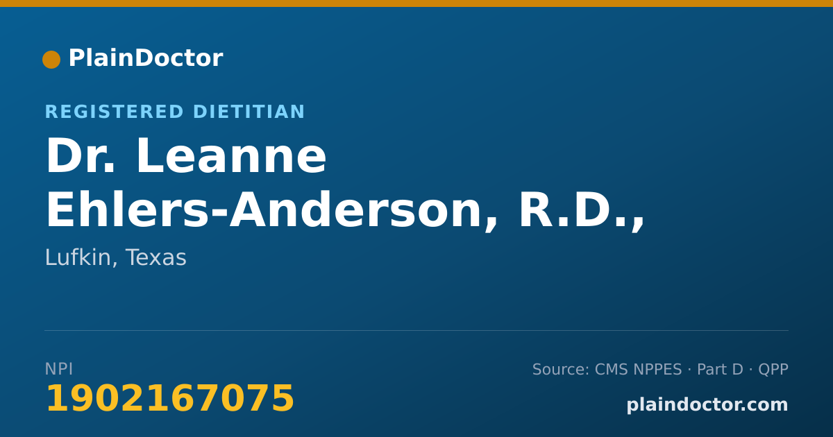 Shareable card for Leanne Ehlers-Anderson, R.D., L.D - Registered Dietitian, Lufkin, TX