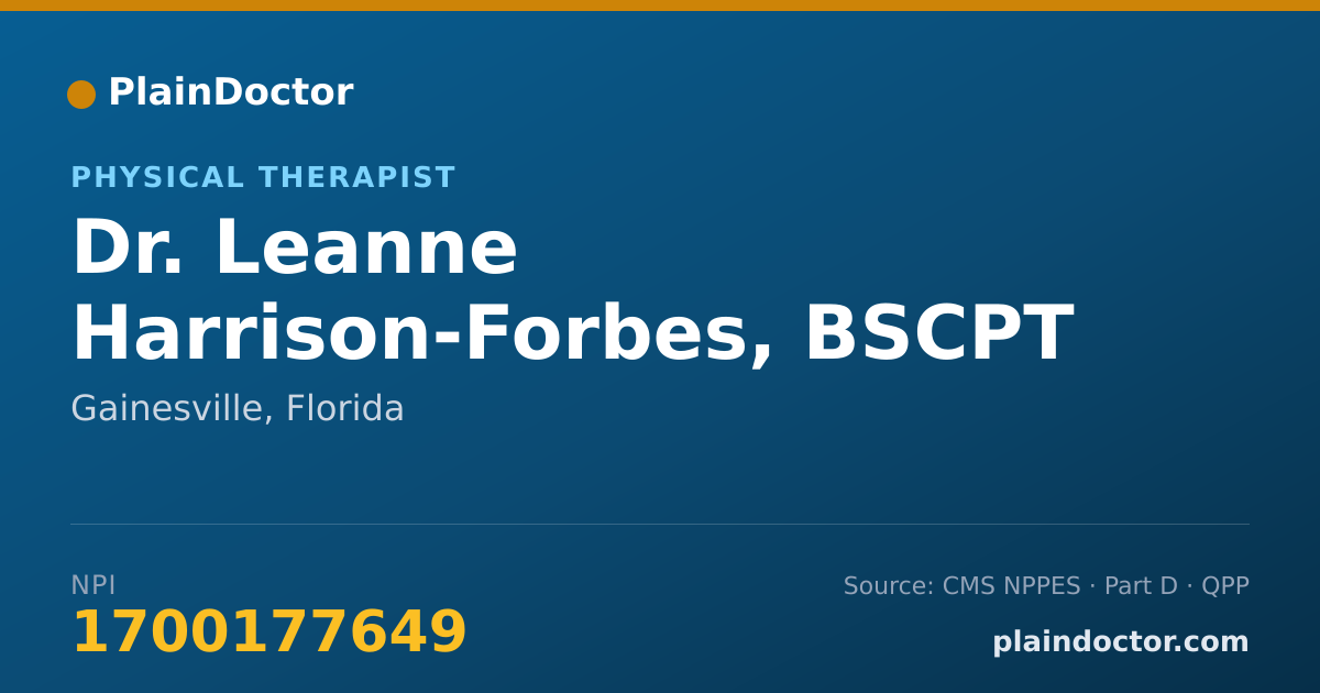 Shareable card for Leanne Harrison-Forbes, BSCPT - Physical Therapist, Gainesville, FL