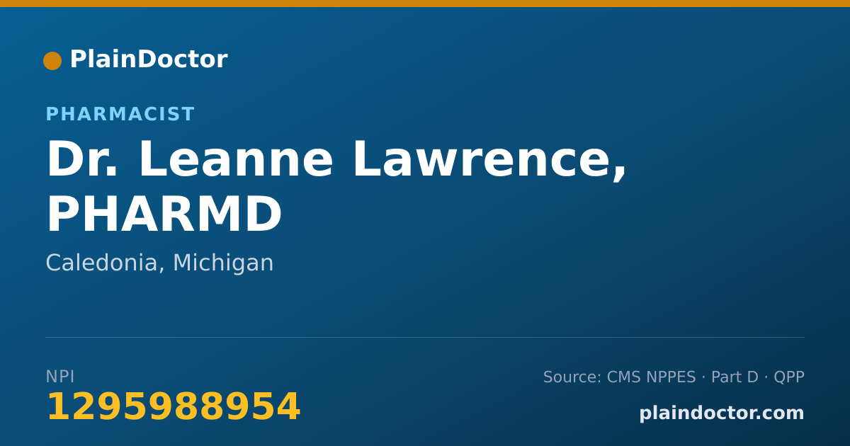 Shareable card for Leanne Lawrence, PHARMD - Pharmacist, Caledonia, MI