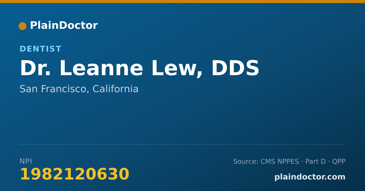Shareable card for Leanne Lew, DDS - Dentist, San Francisco, CA