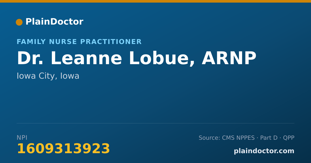 Shareable card for Leanne Lobue, ARNP - Family Nurse Practitioner, Iowa City, IA