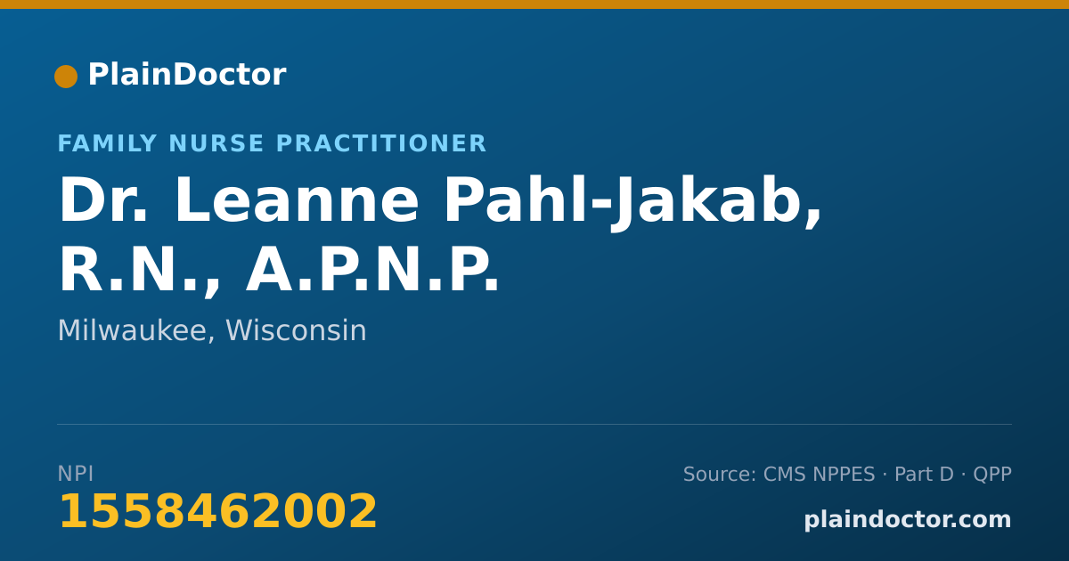 Shareable card for Leanne Pahl-Jakab, R.N., A.P.N.P. - Family Nurse Practitioner, Milwaukee, WI