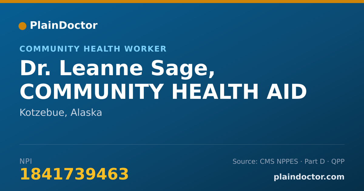Shareable card for Leanne Sage, COMMUNITY HEALTH AID - Community Health Worker, Kotzebue, AK