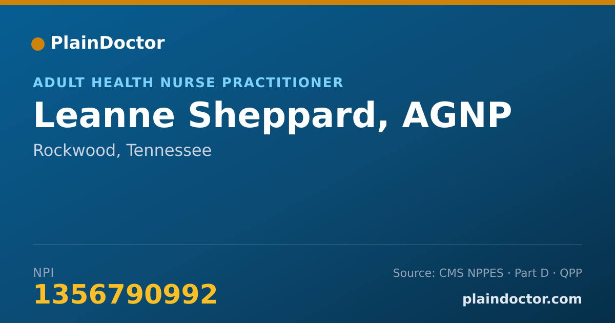 Shareable card for Leanne Sheppard, AGNP - Adult Health Nurse Practitioner, Rockwood, TN