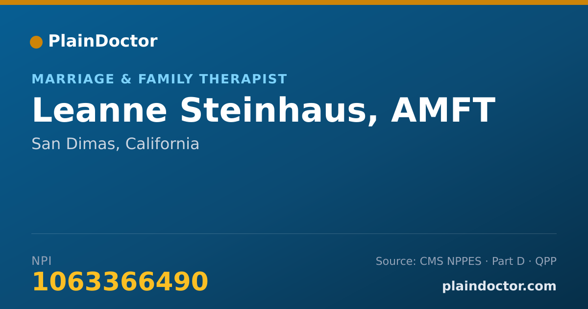 Shareable card for Leanne Steinhaus, AMFT - Marriage & Family Therapist, San Dimas, CA