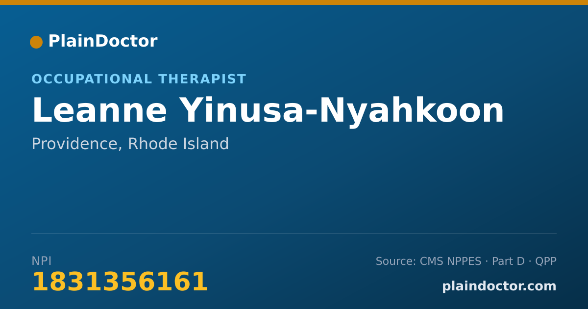 Shareable card for Leanne Yinusa-Nyahkoon - Occupational Therapist, Providence, RI