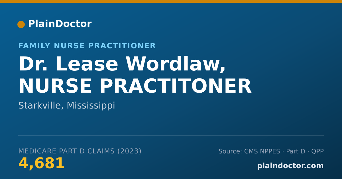 Shareable card for Lease Wordlaw, NURSE PRACTITONER - Family Nurse Practitioner, Starkville, MS