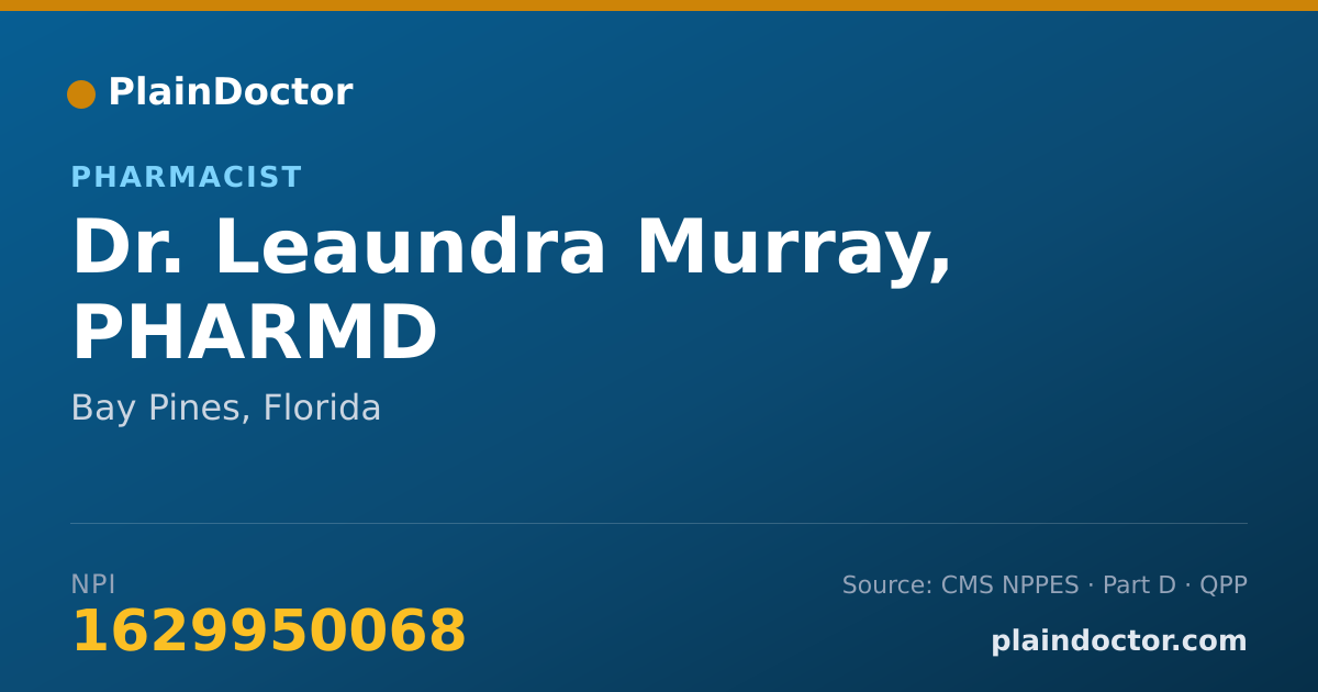 Shareable card for Leaundra Murray, PHARMD - Pharmacist, Bay Pines, FL