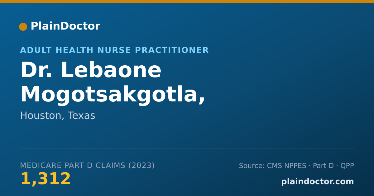 Shareable card for Lebaone Mogotsakgotla, AGPCNP-BC - Adult Health Nurse Practitioner, Houston, TX