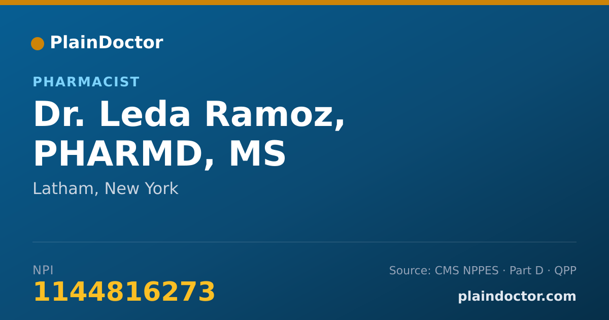 Shareable card for Leda Ramoz, PHARMD, MS - Pharmacist, Latham, NY