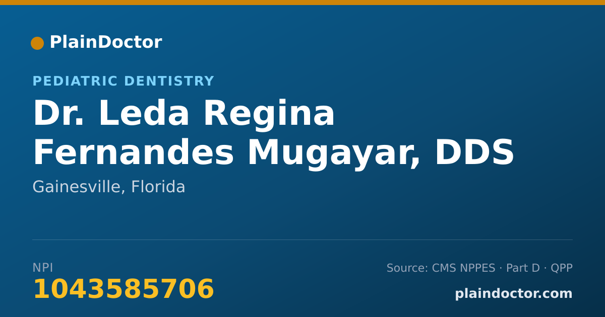 Shareable card for Leda Regina Fernandes Mugayar, DDS - Pediatric Dentistry, Gainesville, FL