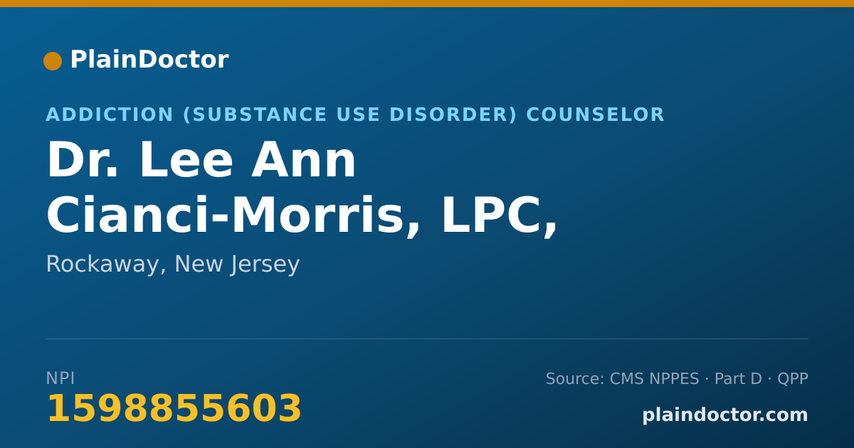 Shareable card for Lee Ann Cianci-Morris, LPC, LCADC - Addiction (Substance Use Disorder) Counselor, Rockaway, NJ
