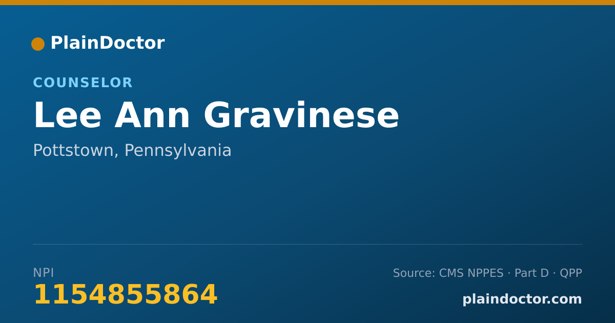 Shareable card for Lee Ann Gravinese - Counselor, Pottstown, PA