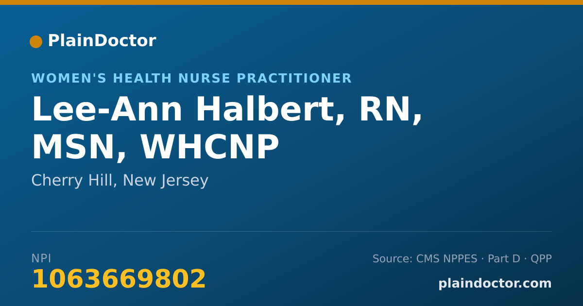 Shareable card for Lee-Ann Halbert, RN, MSN, WHCNP - Women's Health Nurse Practitioner, Cherry Hill, NJ