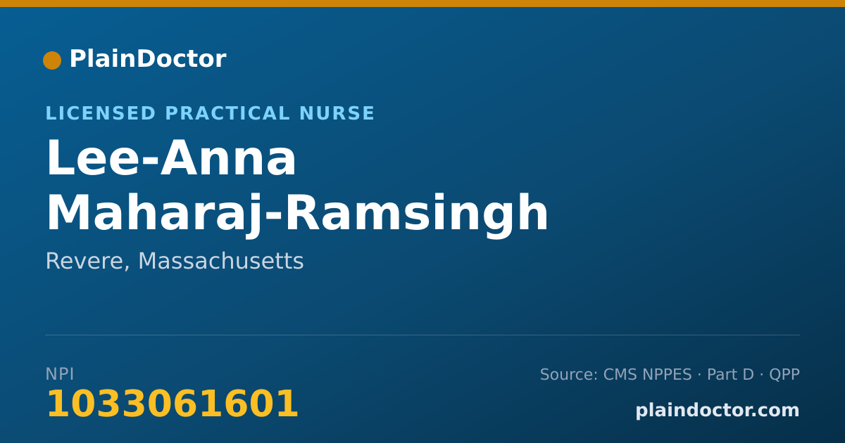 Shareable card for Lee-Anna Maharaj-Ramsingh - Licensed Practical Nurse, Revere, MA