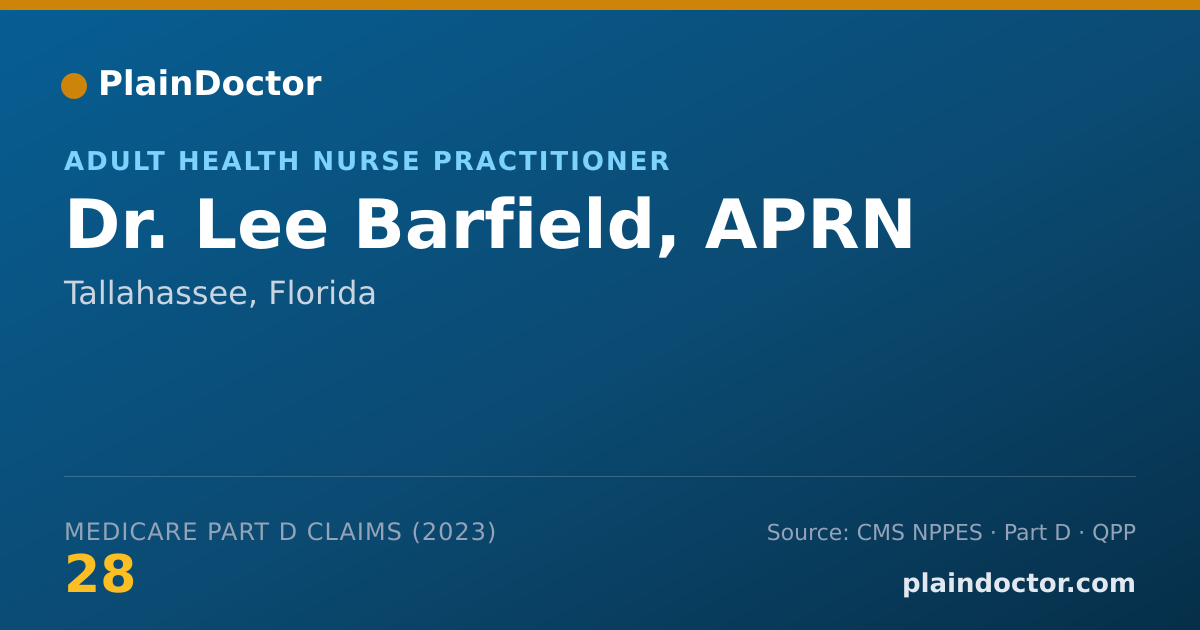 Shareable card for Lee Barfield, APRN - Adult Health Nurse Practitioner, Tallahassee, FL