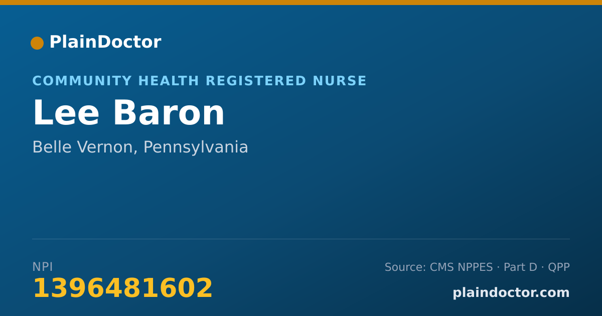 Shareable card for Lee Baron - Community Health Registered Nurse, Belle Vernon, PA