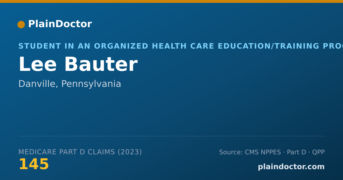 Shareable card for Lee Bauter - Student in an Organized Health Care Education/Training Program, Danville, PA