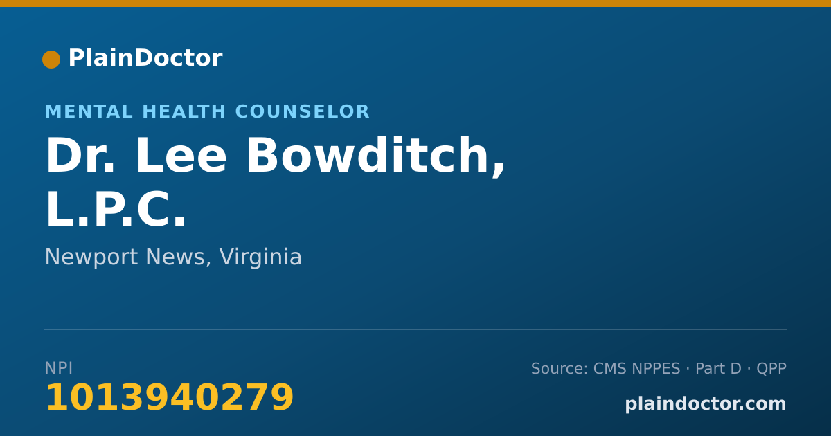 Shareable card for Lee Bowditch, L.P.C. - Mental Health Counselor, Newport News, VA