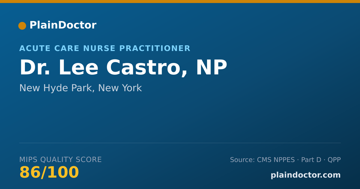 Shareable card for Lee Castro, NP - Acute Care Nurse Practitioner, New Hyde Park, NY