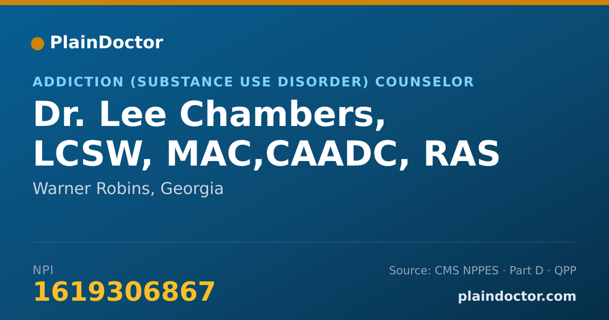 Shareable card for Lee Chambers, LCSW, MAC,CAADC, RAS - Addiction (Substance Use Disorder) Counselor, Warner Robins, GA