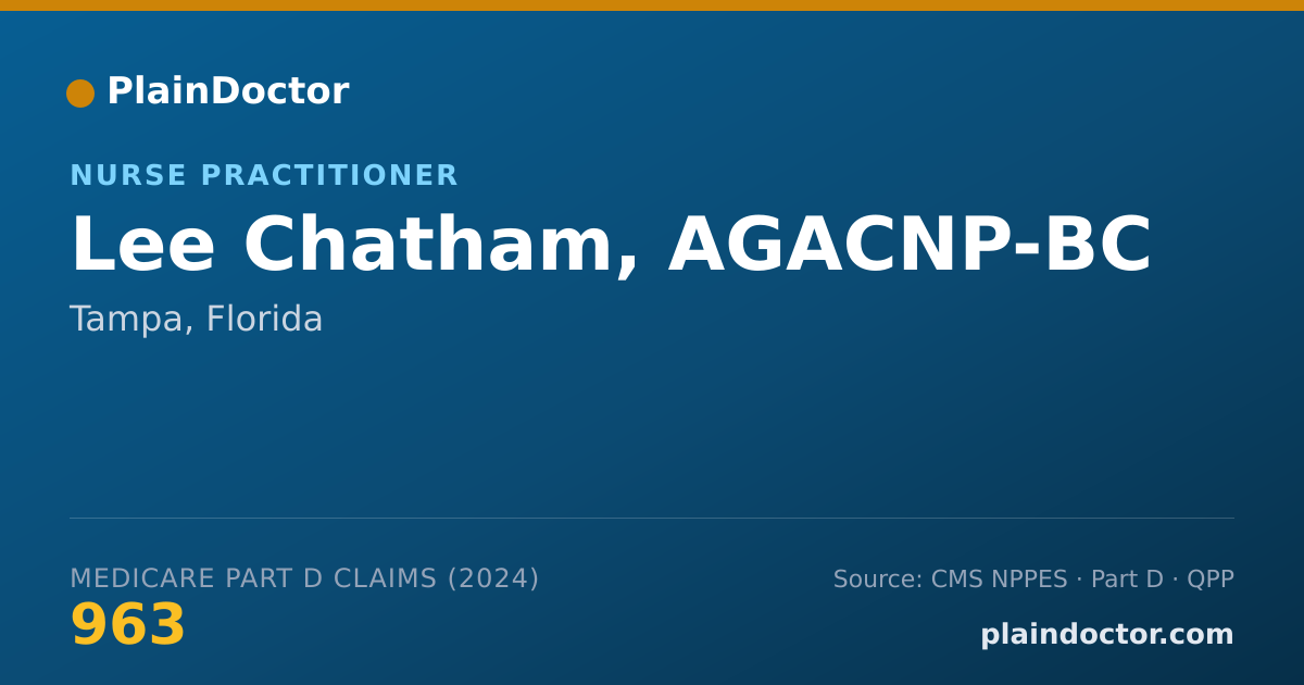 Shareable card for Lee Chatham, AGACNP-BC - Acute Care Nurse Practitioner, Tampa, FL