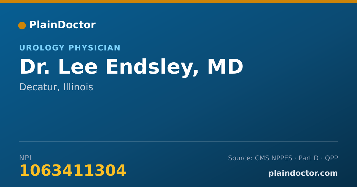 Shareable card for Lee Endsley, MD - Urology Physician, Decatur, IL