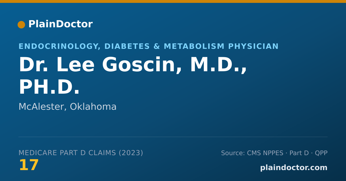 Shareable card for Lee Goscin, M.D., PH.D. - Endocrinology, Diabetes & Metabolism Physician, McAlester, OK