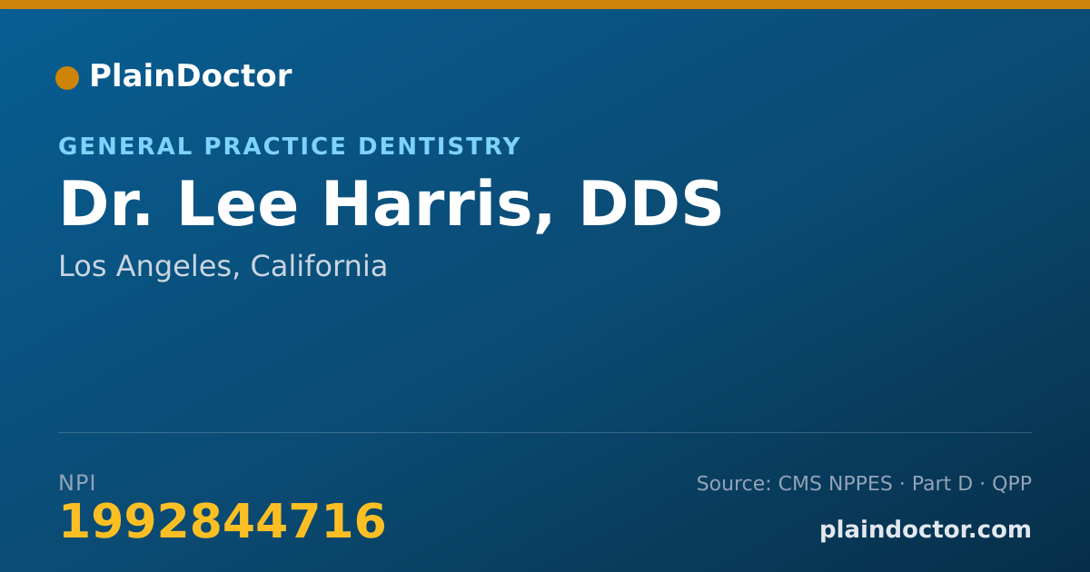 Shareable card for Lee Harris, DDS - General Practice Dentistry, Los Angeles, CA