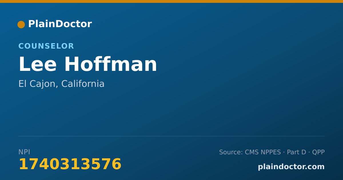 Shareable card for Lee Hoffman - Counselor, El Cajon, CA