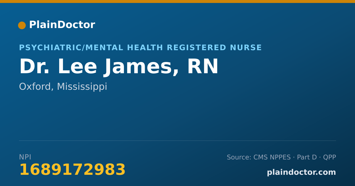 Shareable card for Lee James, RN - Psychiatric/Mental Health Registered Nurse, Oxford, MS