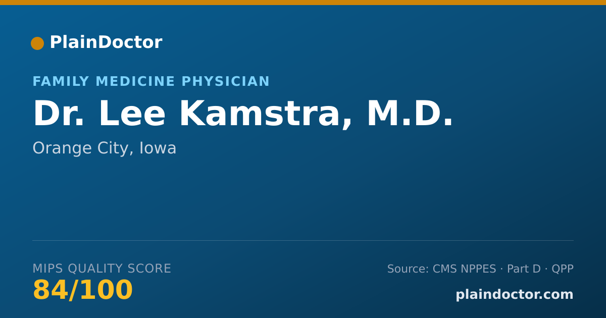 Shareable card for Lee Kamstra, M.D. - Family Medicine Physician, Orange City, IA
