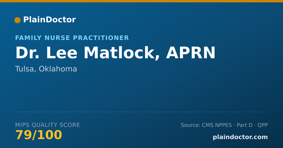 Shareable card for Lee Matlock, APRN - Family Nurse Practitioner, Tulsa, OK