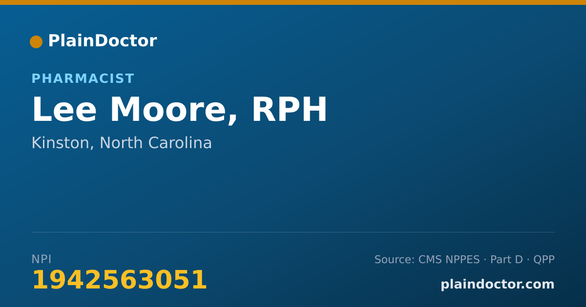 Shareable card for Lee Moore, RPH - Pharmacist, Kinston, NC