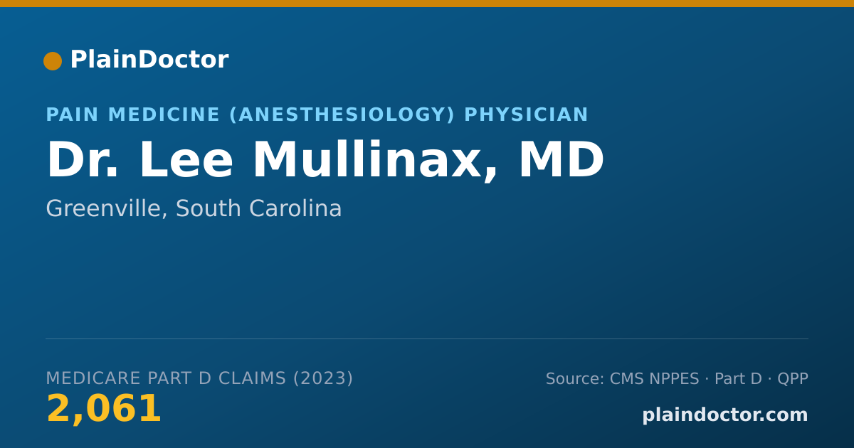 Shareable card for Lee Mullinax, MD - Pain Medicine (Anesthesiology) Physician, Greenville, SC