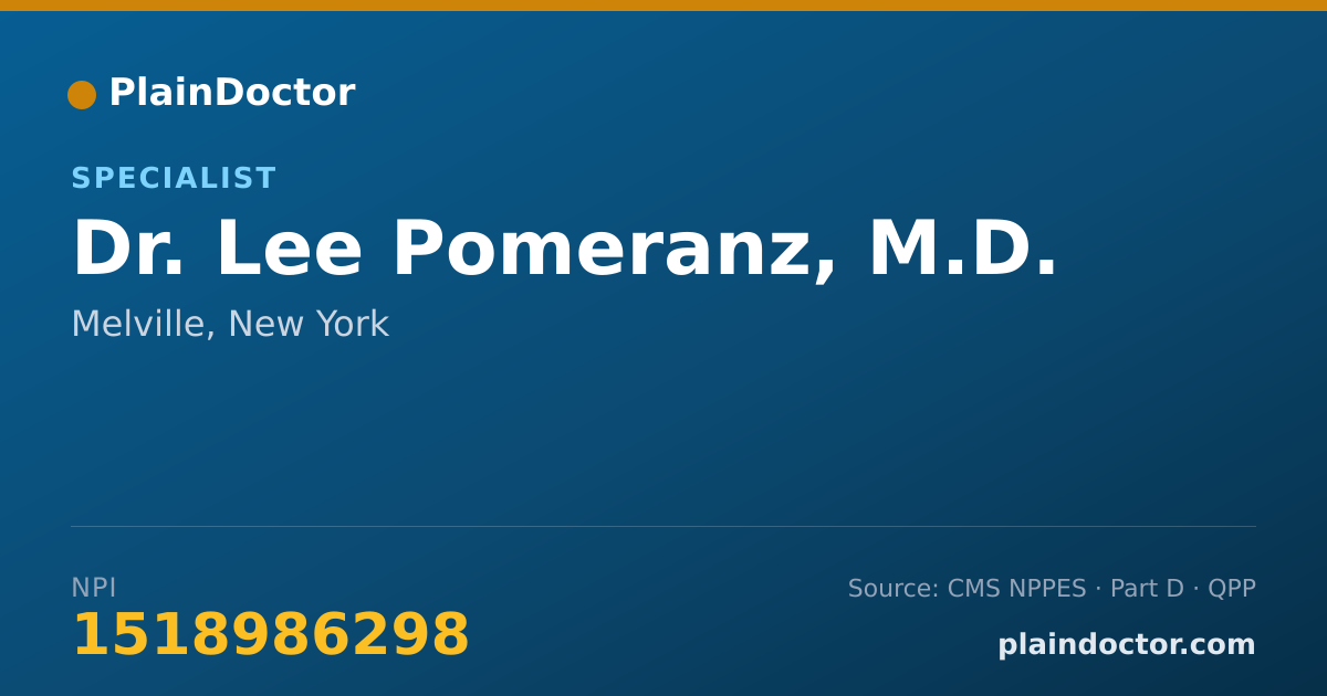 Shareable card for Lee Pomeranz, M.D. - Specialist, Melville, NY