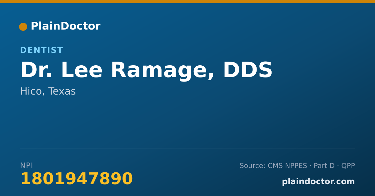 Shareable card for Lee Ramage, DDS - Dentist, Hico, TX