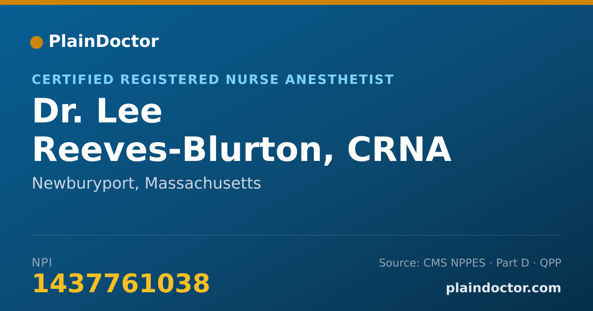 Shareable card for Lee Reeves-Blurton, CRNA - Certified Registered Nurse Anesthetist, Newburyport, MA