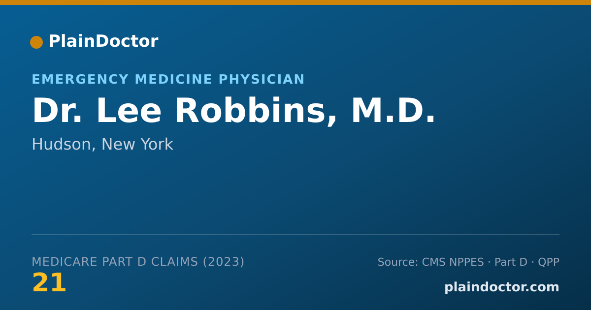 Shareable card for Lee Robbins, M.D. - Emergency Medicine Physician, Hudson, NY
