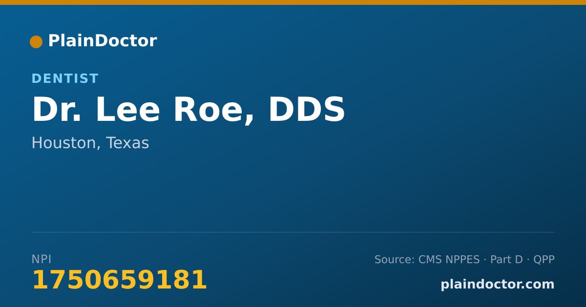 Shareable card for Lee Roe, DDS - Dentist, Houston, TX