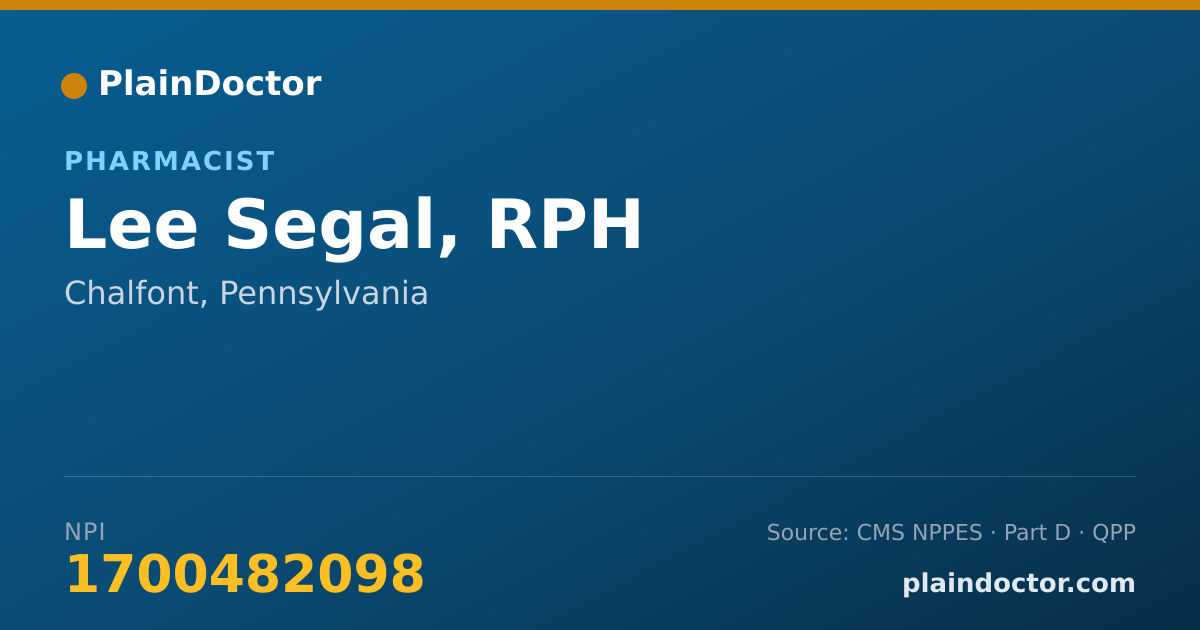 Shareable card for Lee Segal, RPH - Pharmacist, Chalfont, PA