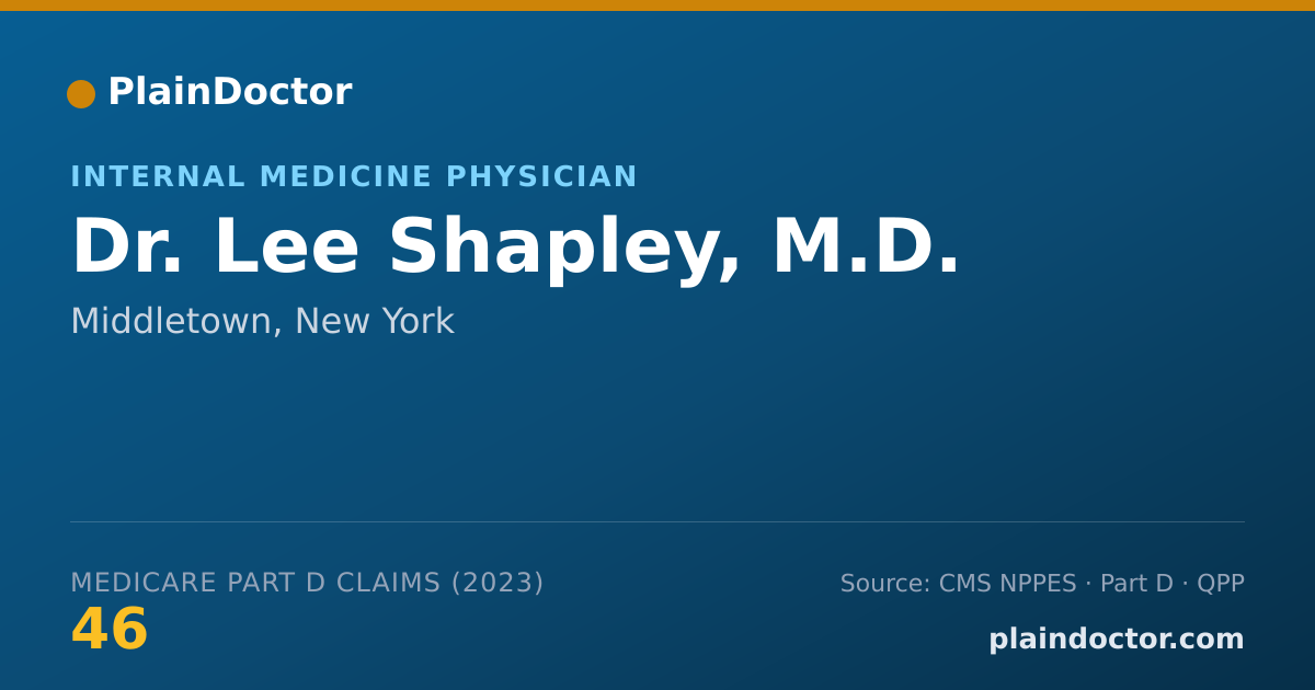 Shareable card for Lee Shapley, M.D. - Internal Medicine Physician, Middletown, NY