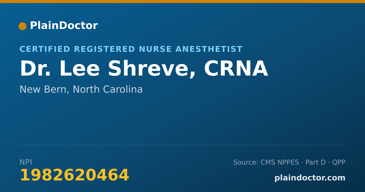 Shareable card for Lee Shreve, CRNA - Certified Registered Nurse Anesthetist, New Bern, NC