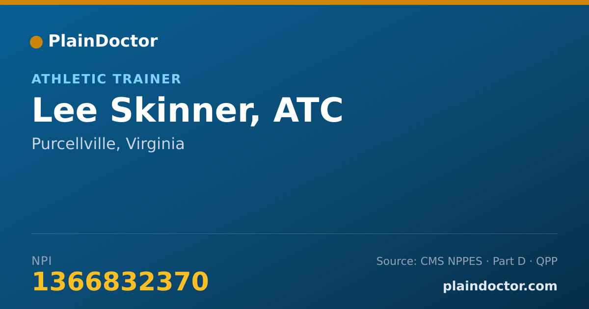 Shareable card for Lee Skinner, ATC - Athletic Trainer, Purcellville, VA