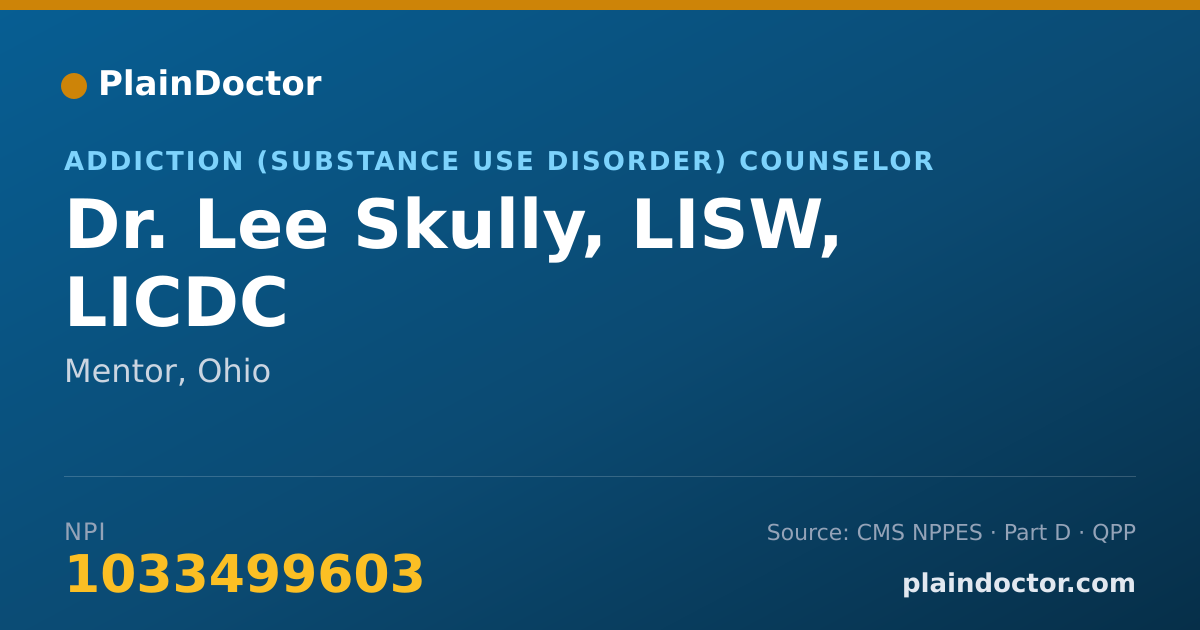 Shareable card for Lee Skully, LISW, LICDC - Addiction (Substance Use Disorder) Counselor, Mentor, OH