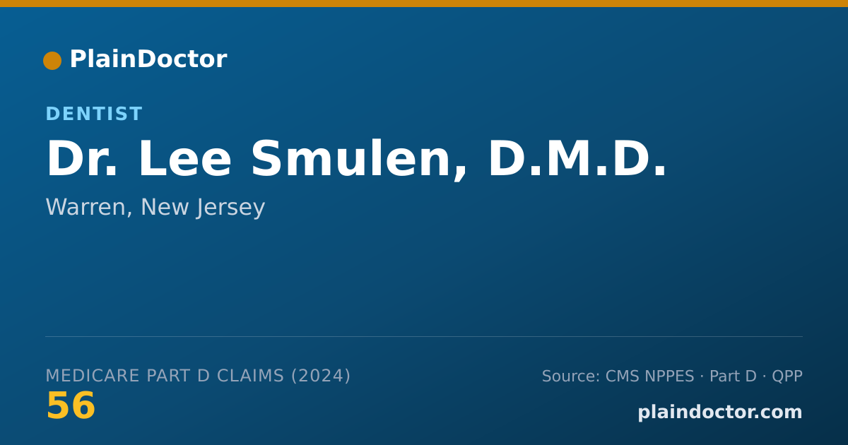 Shareable card for Lee Smulen, D.M.D. - Dentist, Warren, NJ
