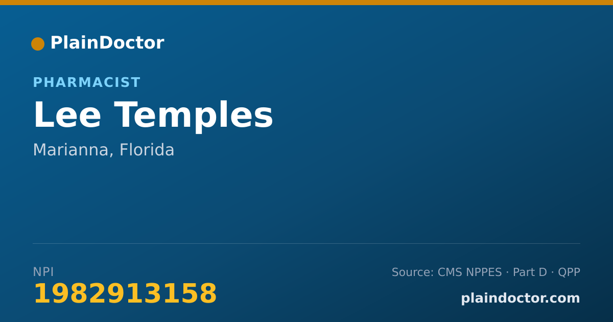 Shareable card for Lee Temples - Pharmacist, Marianna, FL