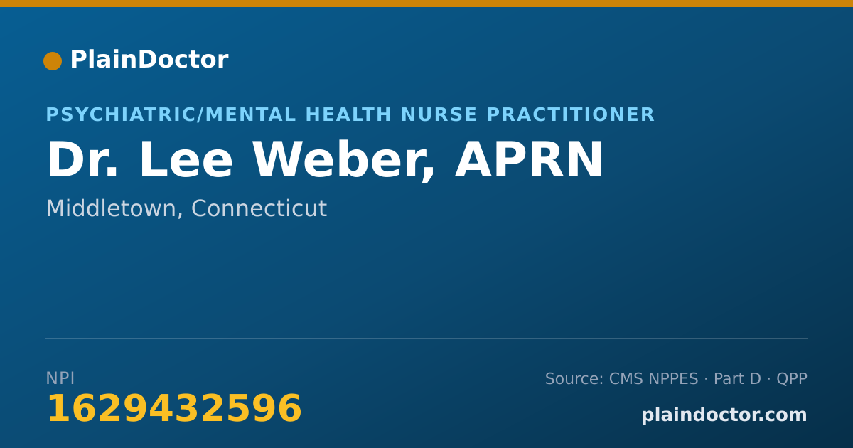 Shareable card for Lee Weber, APRN - Psychiatric/Mental Health Nurse Practitioner, Middletown, CT