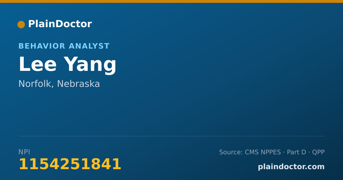 Shareable card for Lee Yang - Behavior Analyst, Norfolk, NE